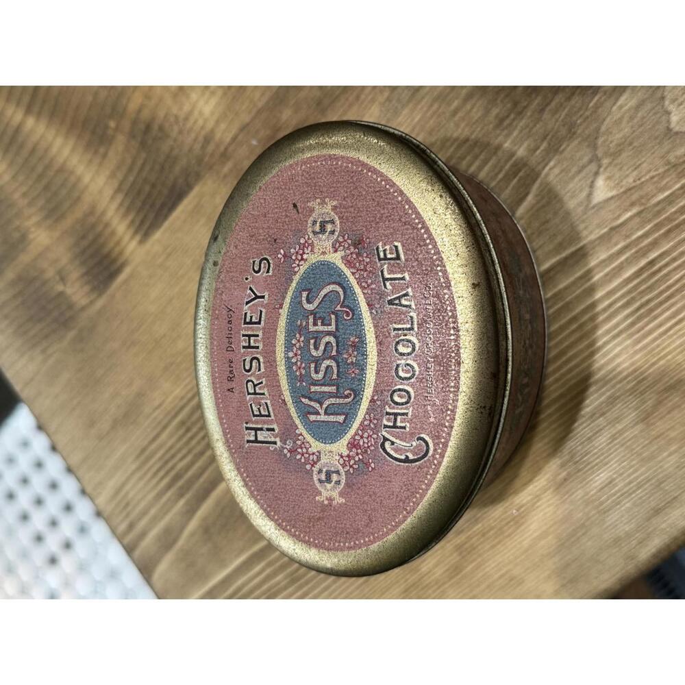 Vintage Hershey's Kisses Chocolate Tin Collectible‎ Canister Storage Box